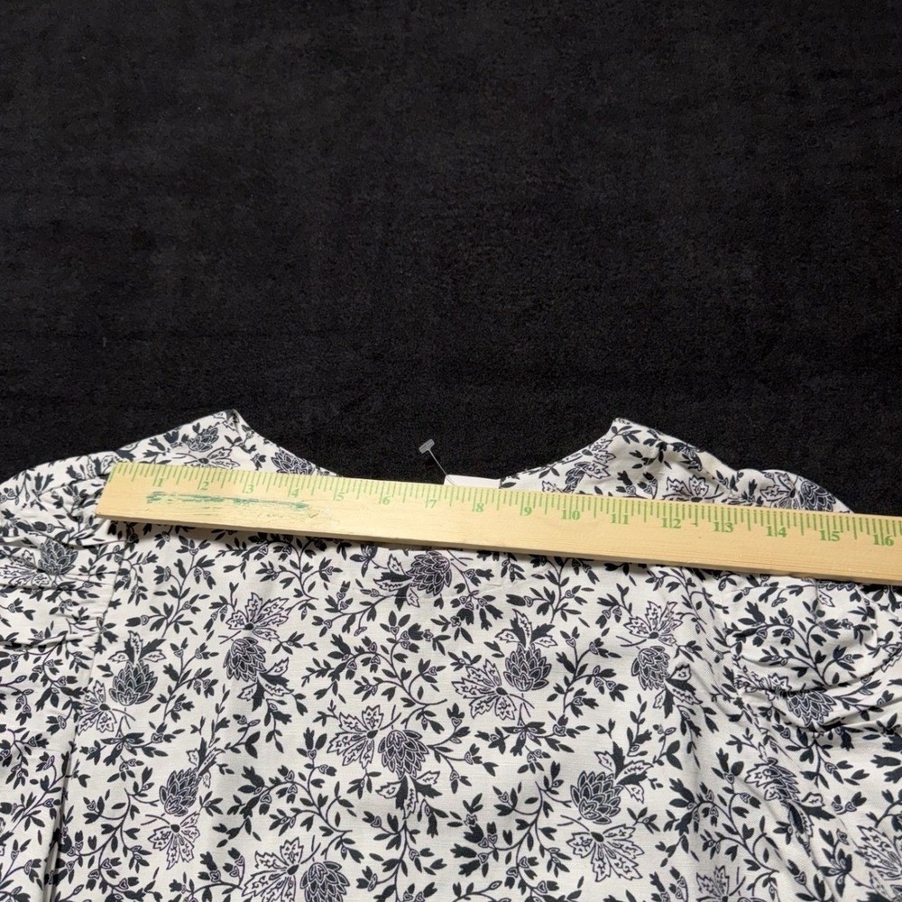 LOFT Black White Floral Print Puff Sleeve Knee Length Dress Size Medium - Picture 8 of 13